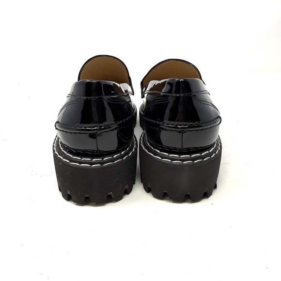 Womens Jon Josef Gogo Penny Loafers Black Patent‎ Leather Lug Soles Sz 37 US 7 - Picture 6 of 15
